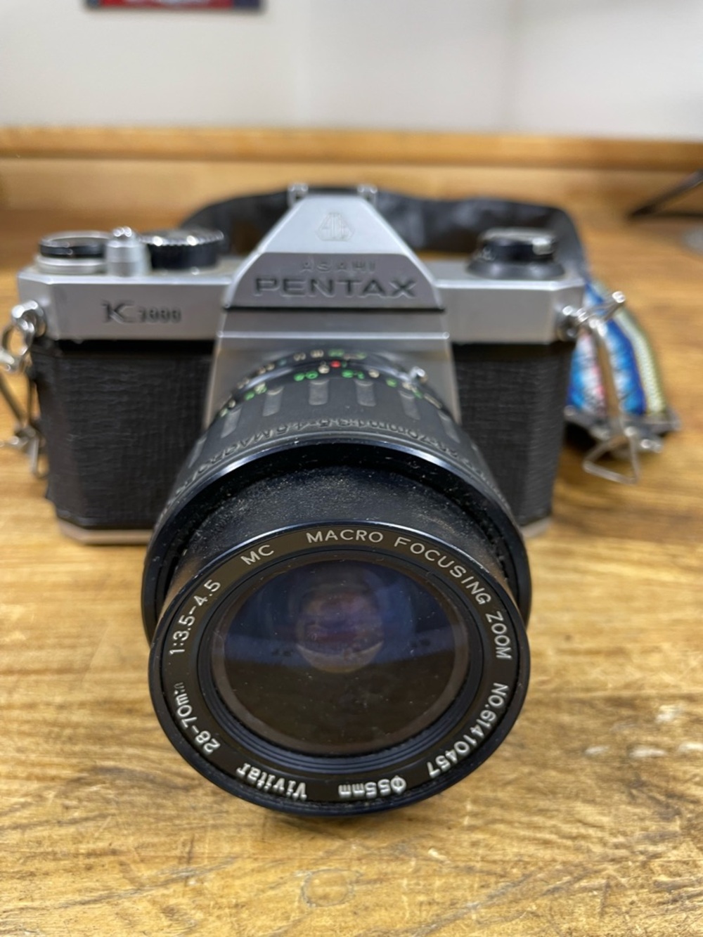 Pentax Silver and Black SLR Camera with Macro Focusing Zoom Lens